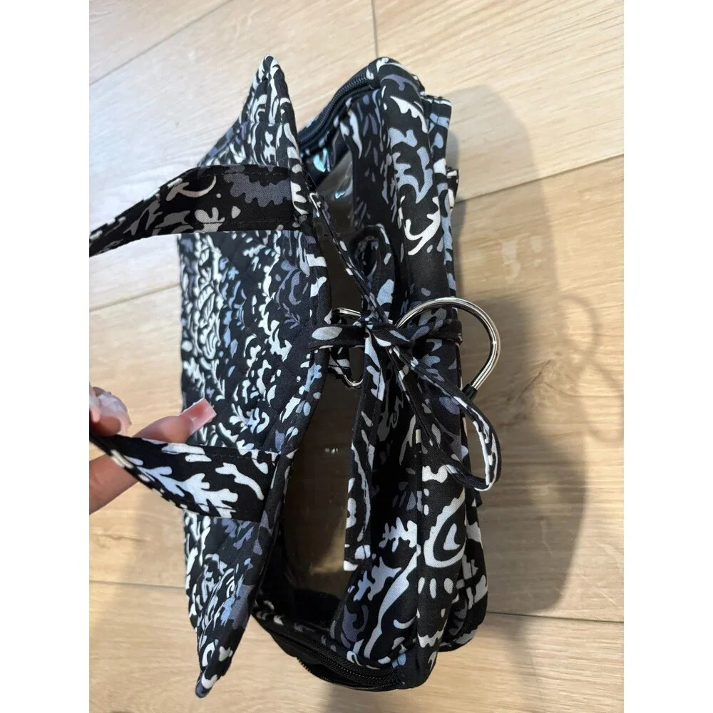 Vera Bradley Paisley Noir Medium Toiletry Jewelry Bag Black